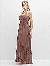 Side View Thumbnail - Sienna Chiffon Halter High-Low Dress with Deep Ruffle Hem