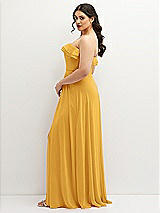 Side View Thumbnail - NYC Yellow Tiered Ruffle Neck Strapless Maxi Dress with Front Slit