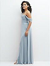 Side View Thumbnail - Mist Chiffon Corset Maxi Dress with Removable Off-the-Shoulder Swags