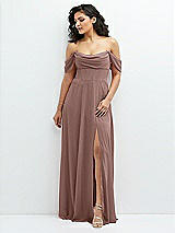 Front View Thumbnail - Sienna Chiffon Corset Maxi Dress with Removable Off-the-Shoulder Swags