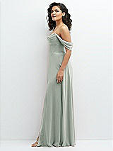 Side View Thumbnail - Willow Green Chiffon Corset Maxi Dress with Removable Off-the-Shoulder Swags