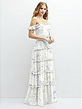 Alt View 2 Thumbnail - Bleu Garden Tiered Chiffon Maxi A-line Dress with Convertible Ruffle Straps