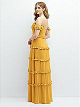 Alt View 3 Thumbnail - NYC Yellow Tiered Chiffon Maxi A-line Dress with Convertible Ruffle Straps