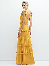 Rear View Thumbnail - NYC Yellow Tiered Chiffon Maxi A-line Dress with Convertible Ruffle Straps