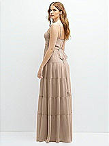 Rear View Thumbnail - Topaz Modern Regency Chiffon Tiered Maxi Dress with Tie-Back