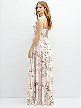 Rear View Thumbnail - Blush Garden Modern Regency Chiffon Tiered Maxi Dress with Tie-Back