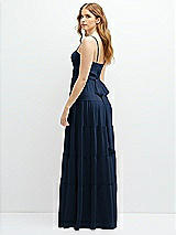 Rear View Thumbnail - Midnight Navy Modern Regency Chiffon Tiered Maxi Dress with Tie-Back