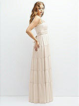 Side View Thumbnail - Oat Modern Regency Chiffon Tiered Maxi Dress with Tie-Back