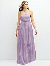 Front View Thumbnail - Pale Purple Modern Regency Chiffon Tiered Maxi Dress with Tie-Back