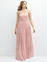 Front View Thumbnail - Rose - PANTONE Rose Quartz Modern Regency Chiffon Tiered Maxi Dress with Tie-Back