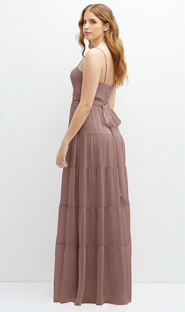 Back View - Sienna Modern Regency Chiffon Tiered Maxi Dress with Tie-Back