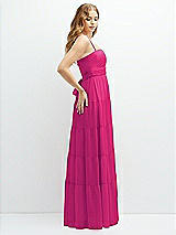 Side View Thumbnail - Think Pink Modern Regency Chiffon Tiered Maxi Dress with Tie-Back