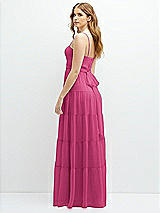 Rear View Thumbnail - Tea Rose Modern Regency Chiffon Tiered Maxi Dress with Tie-Back