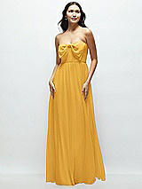 Front View Thumbnail - NYC Yellow Strapless Chiffon Maxi Dress with Oversized Bow Bodice