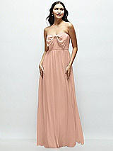 Front View Thumbnail - Pale Peach Strapless Chiffon Maxi Dress with Oversized Bow Bodice