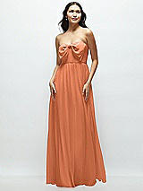 Front View Thumbnail - Sweet Melon Strapless Chiffon Maxi Dress with Oversized Bow Bodice