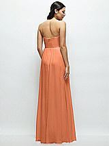 Rear View Thumbnail - Sweet Melon Strapless Chiffon Maxi Dress with Oversized Bow Bodice