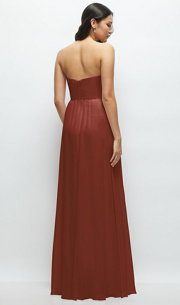 Back View - Auburn Moon Strapless Chiffon Maxi Dress with Oversized Bow Bodice