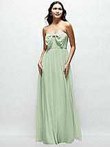 Front View Thumbnail - Celadon Strapless Chiffon Maxi Dress with Oversized Bow Bodice