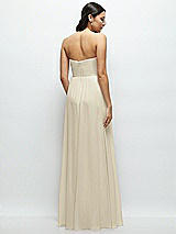 Rear View Thumbnail - Champagne Strapless Chiffon Maxi Dress with Oversized Bow Bodice