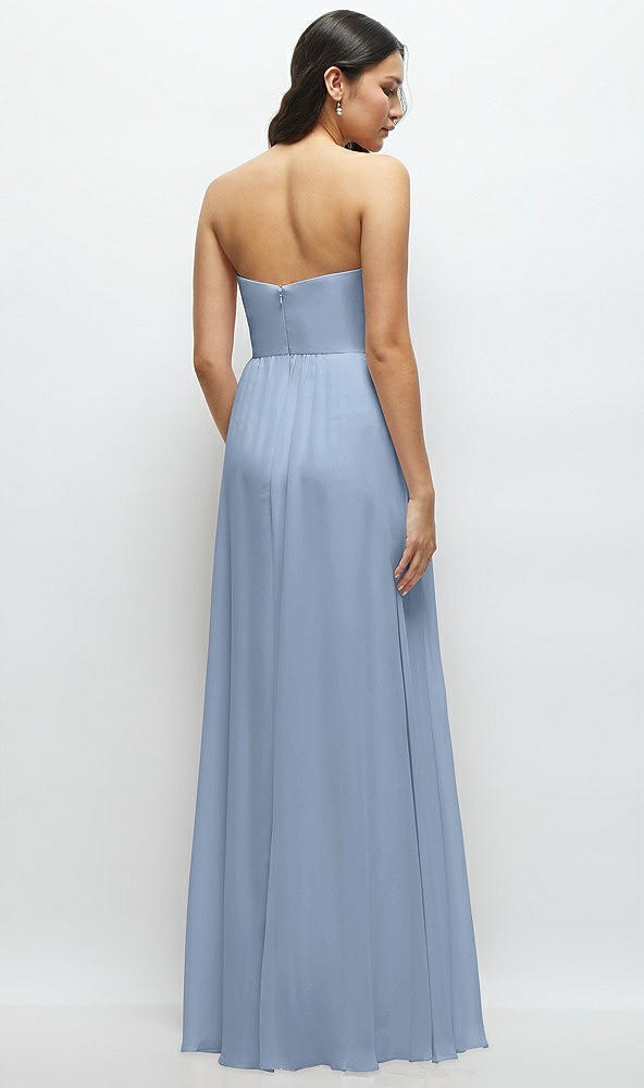 Back View - Cloudy Strapless Chiffon Maxi Dress with Oversized Bow Bodice