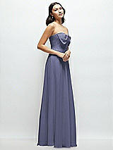 Side View Thumbnail - French Blue Strapless Chiffon Maxi Dress with Oversized Bow Bodice