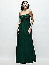 Front View Thumbnail - Hunter Green Strapless Chiffon Maxi Dress with Oversized Bow Bodice