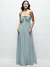 Front View Thumbnail - Morning Sky Strapless Chiffon Maxi Dress with Oversized Bow Bodice