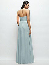 Rear View Thumbnail - Morning Sky Strapless Chiffon Maxi Dress with Oversized Bow Bodice