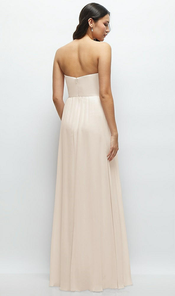 Back View - Oat Strapless Chiffon Maxi Dress with Oversized Bow Bodice