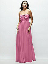 Front View Thumbnail - Orchid Pink Strapless Chiffon Maxi Dress with Oversized Bow Bodice