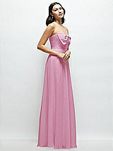 Side View Thumbnail - Powder Pink Strapless Chiffon Maxi Dress with Oversized Bow Bodice