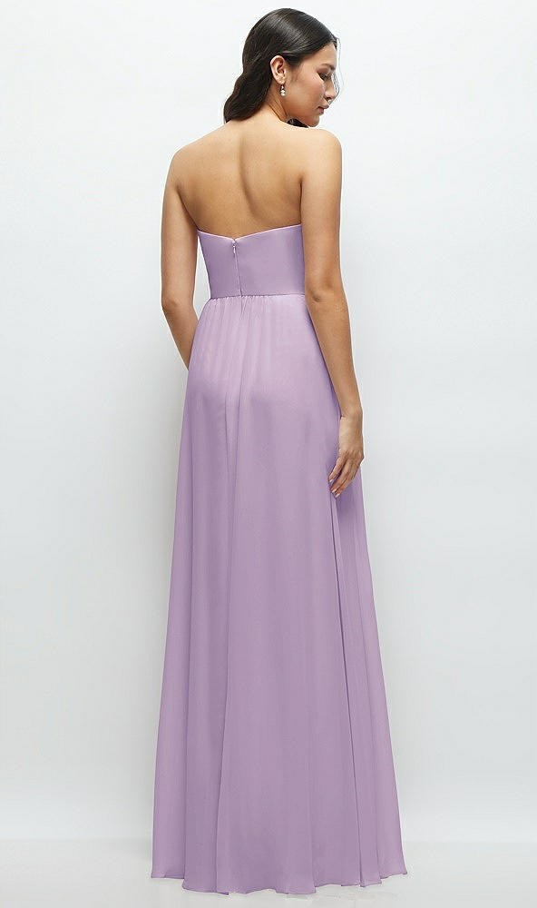 Back View - Pale Purple Strapless Chiffon Maxi Dress with Oversized Bow Bodice