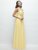 Side View Thumbnail - Pale Yellow Strapless Chiffon Maxi Dress with Oversized Bow Bodice