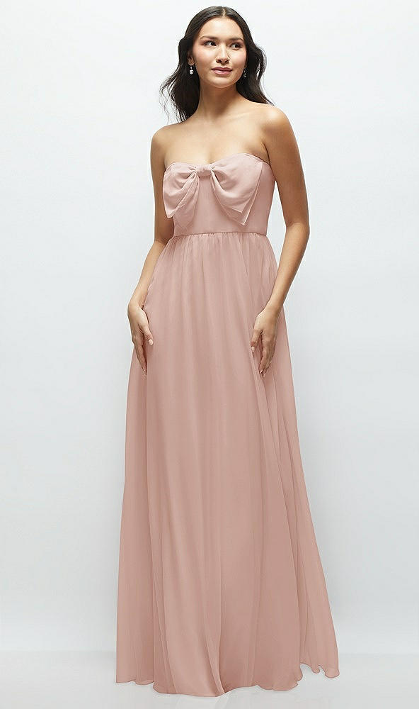 Front View - Toasted Sugar Strapless Chiffon Maxi Dress with Oversized Bow Bodice