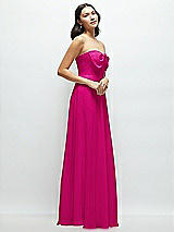Side View Thumbnail - Think Pink Strapless Chiffon Maxi Dress with Oversized Bow Bodice