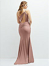 Rear View Thumbnail - Neu Nude Asymmetrical Open-Back One-Shoulder Stretch Satin Mermaid Dress