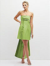 Front View Thumbnail - Mojito Strapless Satin Column Mini Dress with Oversized Bow