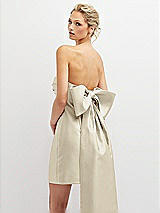 Alt View 1 Thumbnail - Champagne Strapless Satin Column Mini Dress with Oversized Bow