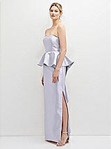 Side View Thumbnail - Silver Dove Strapless Satin Maxi Dress with Cascade Ruffle Peplum Detail