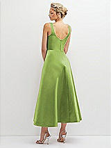 Rear View Thumbnail - Mojito Square Neck Satin Midi Dress with Full Skirt & Pockets