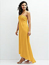 Side View Thumbnail - NYC Yellow Strapless Draped Notch Neck Chiffon High-Low Dress