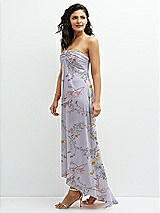 Side View Thumbnail - Butterfly Botanica Silver Dove Strapless Draped Notch Neck Chiffon High-Low Dress