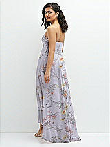 Rear View Thumbnail - Butterfly Botanica Silver Dove Strapless Draped Notch Neck Chiffon High-Low Dress