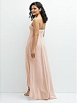 Rear View Thumbnail - Cameo Strapless Draped Notch Neck Chiffon High-Low Dress