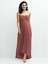 Front View Thumbnail - English Rose Strapless Draped Notch Neck Chiffon High-Low Dress