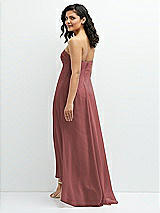 Rear View Thumbnail - English Rose Strapless Draped Notch Neck Chiffon High-Low Dress