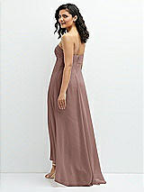 Rear View Thumbnail - Sienna Strapless Draped Notch Neck Chiffon High-Low Dress