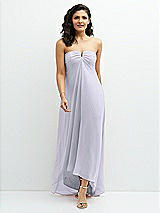 Front View Thumbnail - Silver Dove Strapless Draped Notch Neck Chiffon High-Low Dress