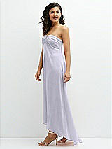 Side View Thumbnail - Silver Dove Strapless Draped Notch Neck Chiffon High-Low Dress